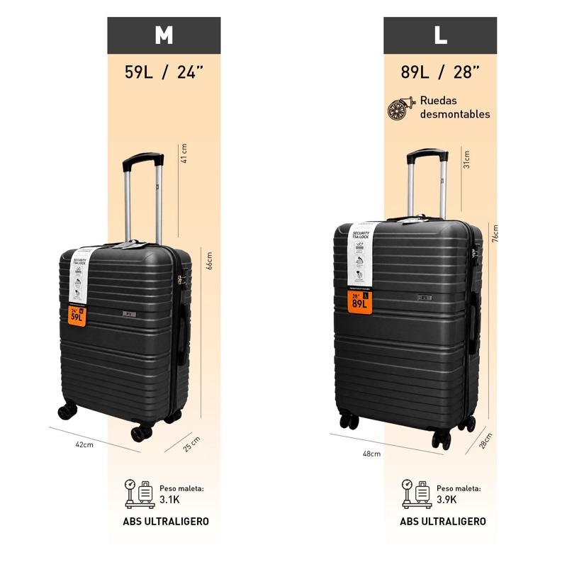 SET 2 MALETAS NORTHPAK RESISTENTE ULTRALIVIANA 24'+28' GRIS - 7