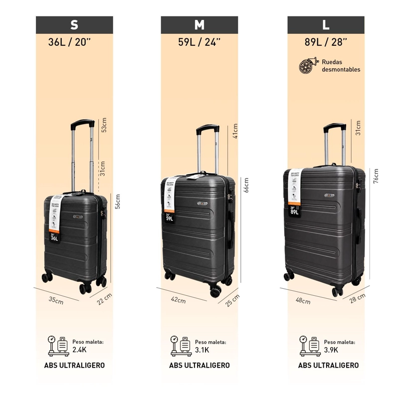 SET MALETAS NORTHPAK RESISTENTE ULTRALIVIANA 20'24'28' GRIS - 7