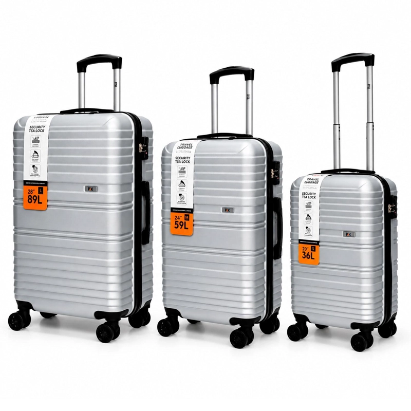 SET MALETAS NORTHPAK RESISTENTE ULTRALIVIANA 20'24'28' PLATA - 1