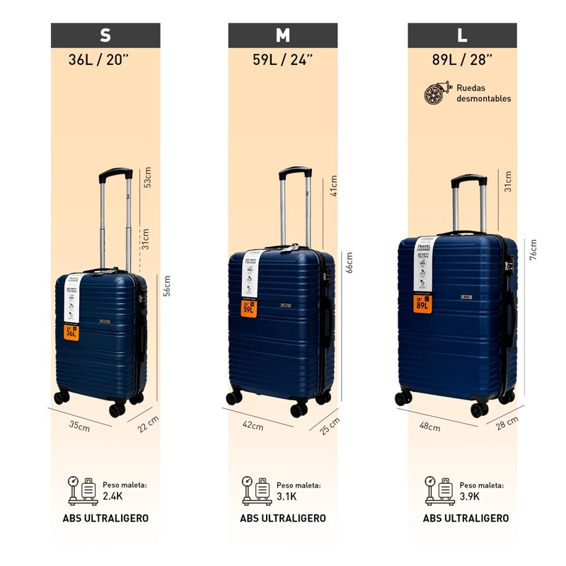 SET MALETAS NORTHPAK RESISTENTE ULTRALIVIANA 20'24'28' AZUL - 7