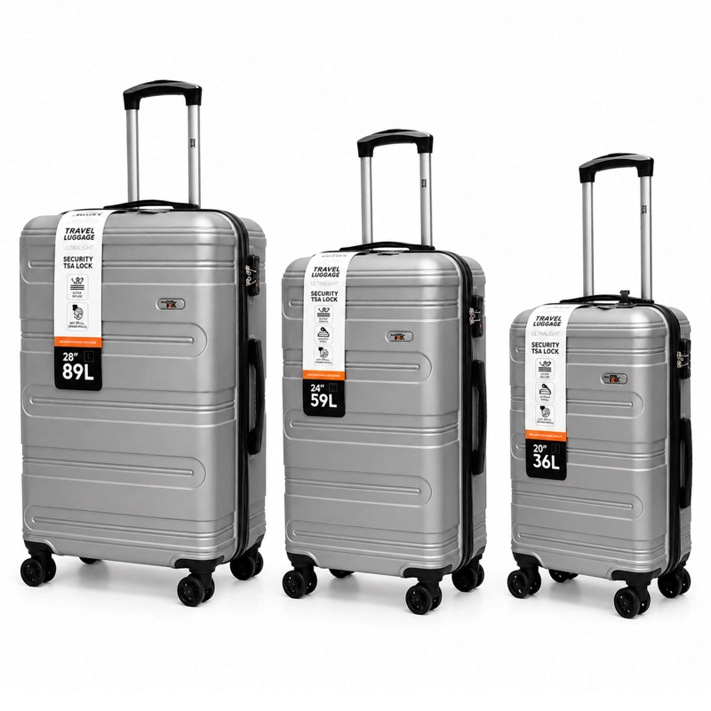 SET MALETAS NORTHPAK RESISTENTE ULTRALIVIANA 20'24'28' PLATA - 1