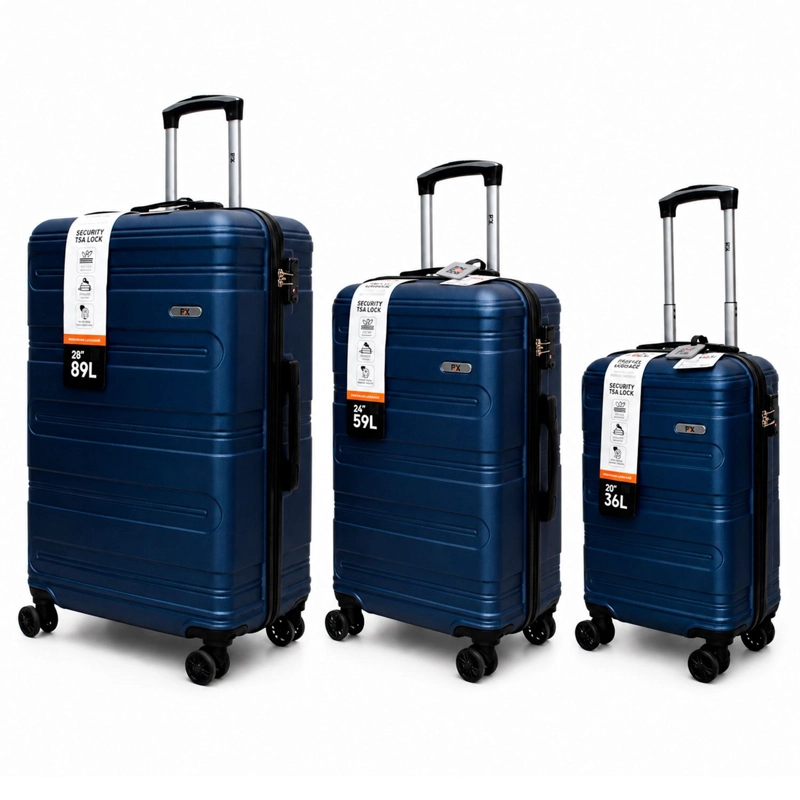 SET MALETAS NORTHPAK RESISTENTE ULTRALIVIANA 20'24'28' AZUL - 1
