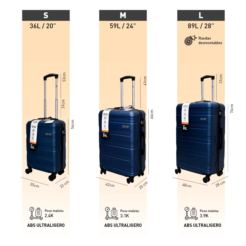 SET MALETAS NORTHPAK RESISTENTE ULTRALIVIANA 20'24'28' AZUL - 7