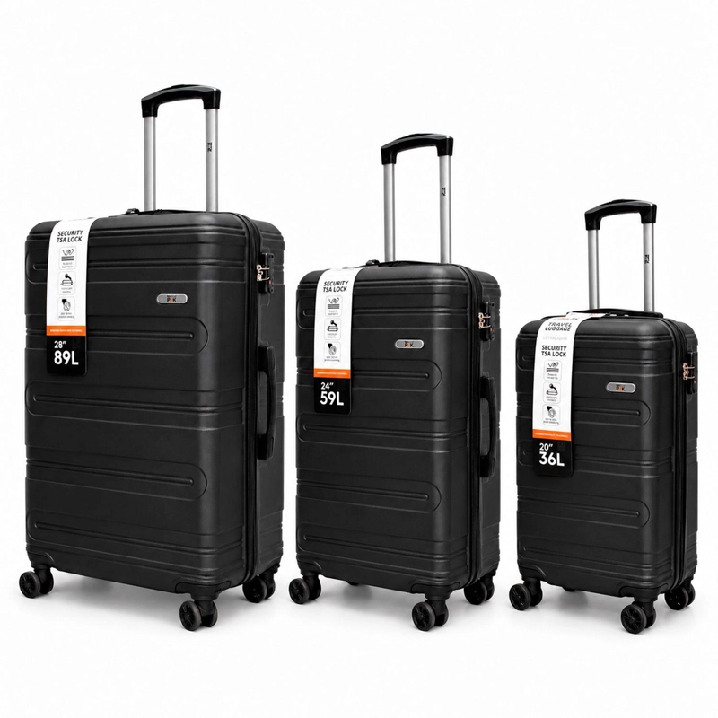SET MALETAS NORTHPAK RESISTENTE ULTRALIVIANA 20'24'28' NEGRO - 1