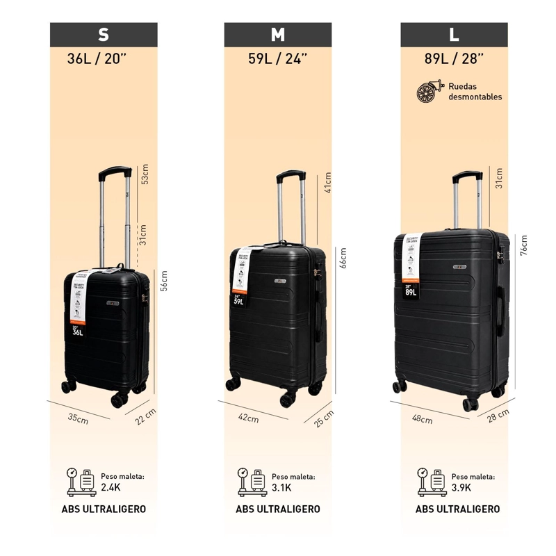 SET MALETAS NORTHPAK RESISTENTE ULTRALIVIANA 20'24'28' NEGRO - 7