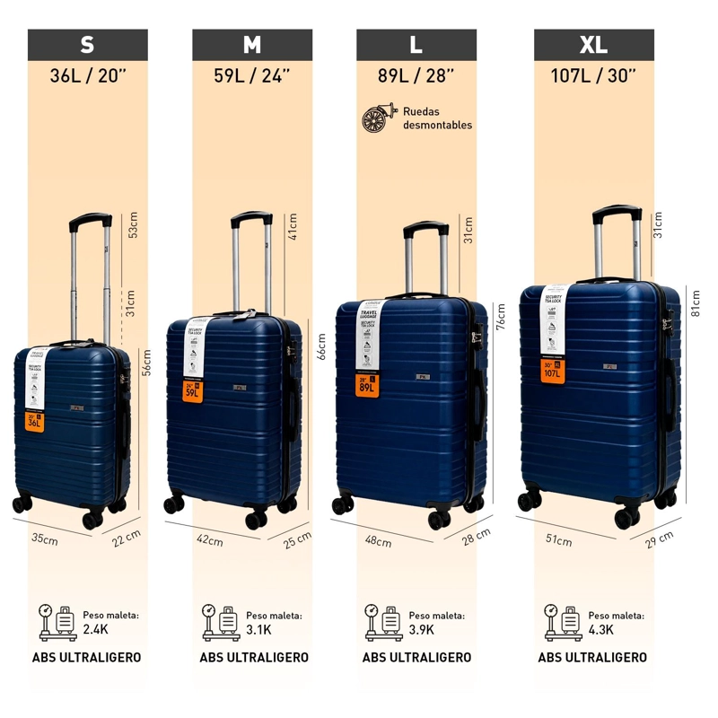 SET MALETAS NORTHPAK RESISTENTE ULTRALIVIANA S-M-L-XL AZUL - 7