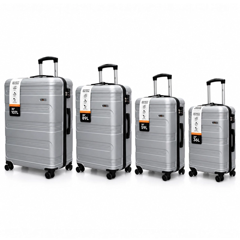 SET MALETAS NORTHPAK RESISTENTE ULTRALIVIANA S-M-L-XL PLATA - 1