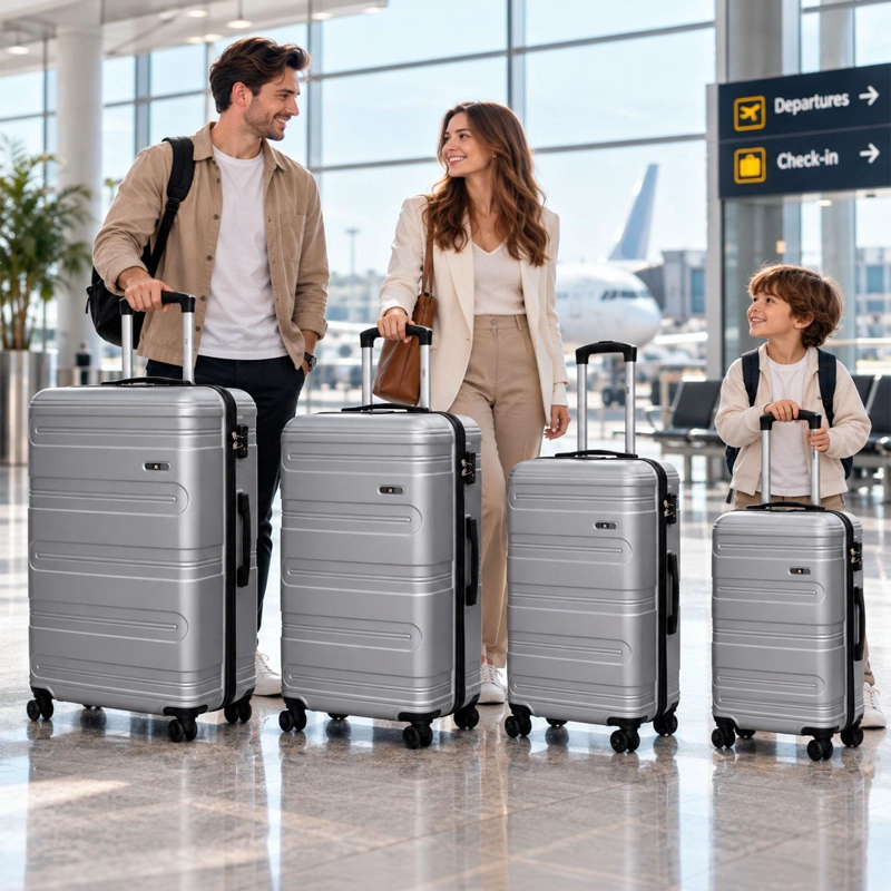 SET MALETAS NORTHPAK RESISTENTE ULTRALIVIANA S-M-L-XL PLATA - 4