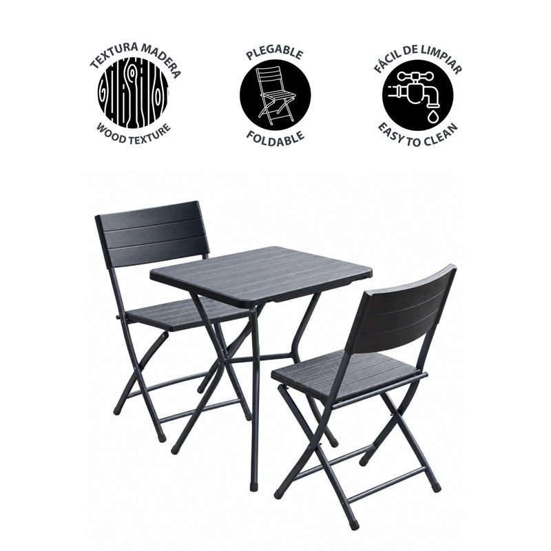 JUEGO SET TERRAZA PLEGABLE 2 SILLAS+MESA CAFE  NORTHWEST - 3