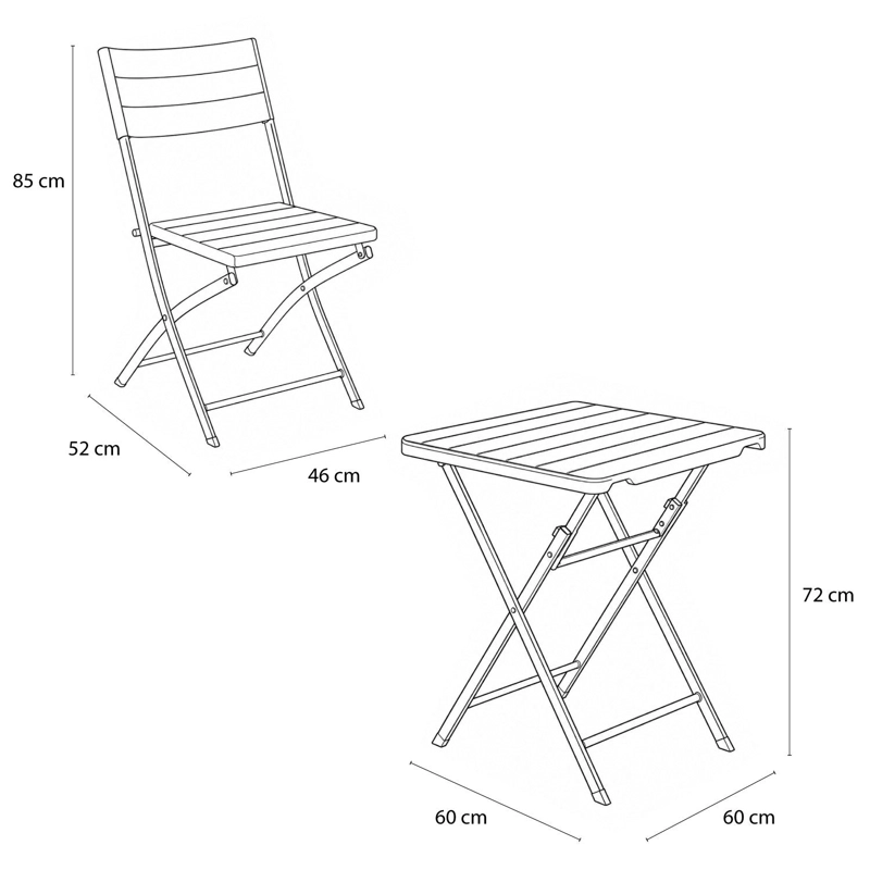 JUEGO SET TERRAZA PLEGABLE 2 SILLAS+MESA CAFE  NORTHWEST - 6