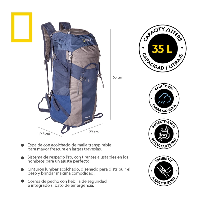 MOCHILA YUKON AZUL 35 LITROS NATIONAL GEOGRAPHIC - 6