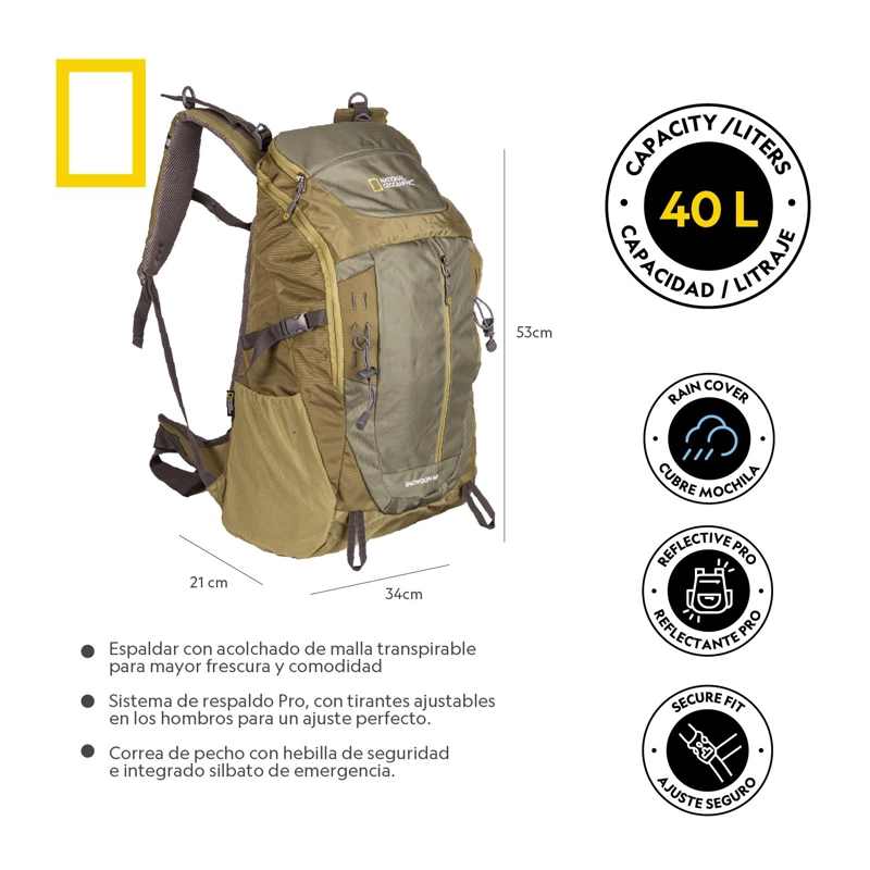 MOCHILA SNOWDON VERDE 40 LITROS NATIONAL GEOGRAPHIC - 7
