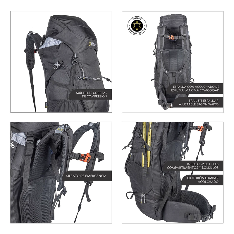 MOCHILA SUMMIT NEGRO 60 LITROS NATIONAL GEOGRAPHIC - 3