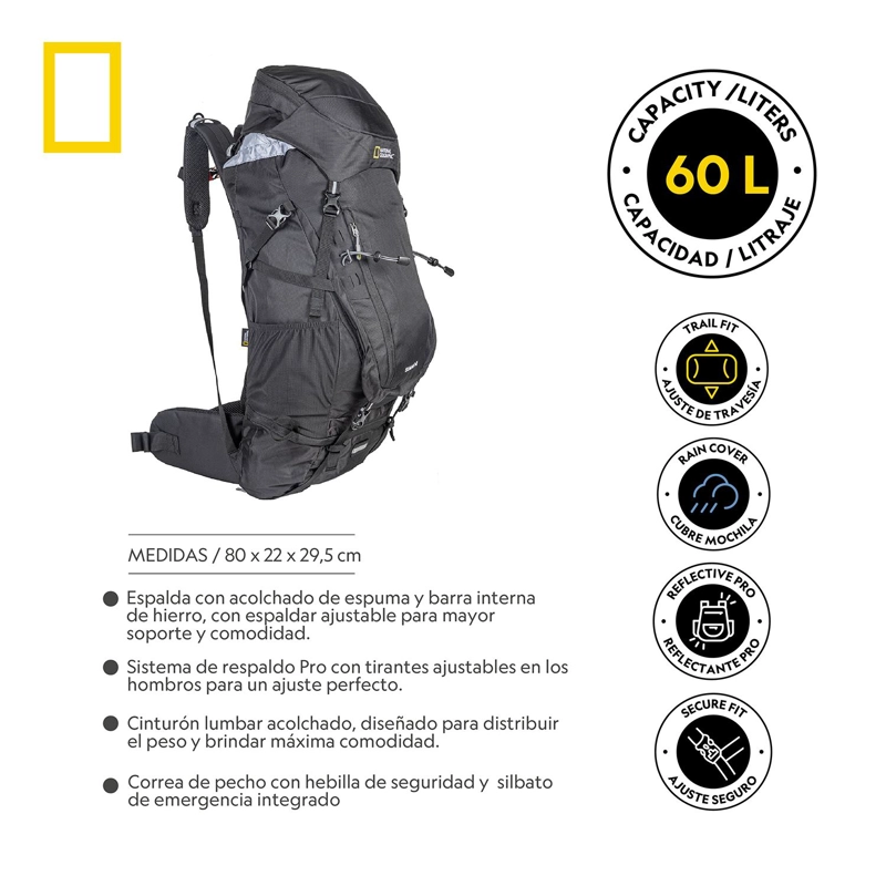 MOCHILA SUMMIT NEGRO 60 LITROS NATIONAL GEOGRAPHIC - 6