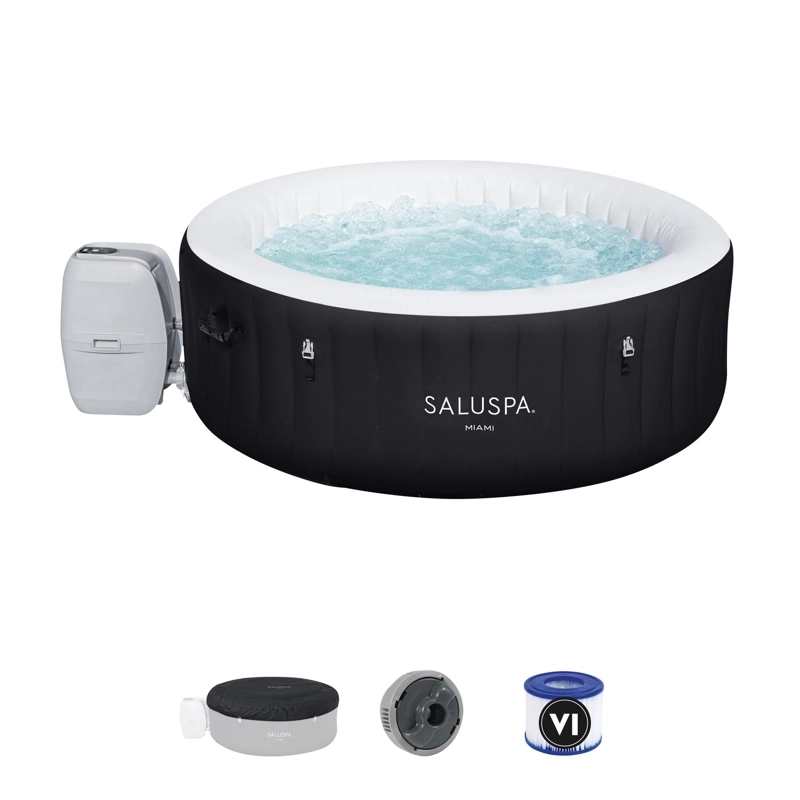 HOT TUB SPA INFLABLE 4 PERSONAS MIAMI AIRJET NEGRO BESTWAY - 1