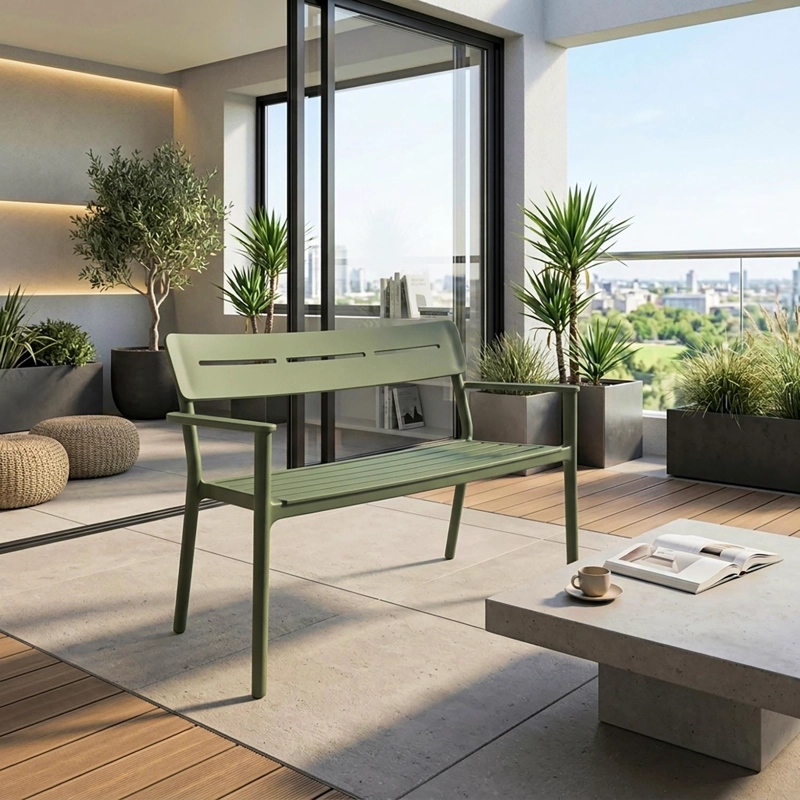 BANCA TERRAZA JARDIN PLASTICO VERDE 83X60X117CM ESCANDINAVIA - 7