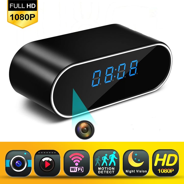 CÁMARA INTELIGENTE ESPÍA WIFI RELOJ DESPERTADOR 1080P HD VISIÓN NOCTURNA - 2