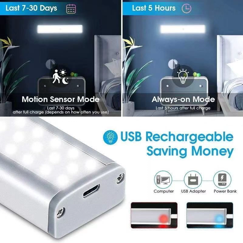 LUZ LED RECARGABLE CON SENSOR DE MOVIMIENTO ILUMINACION INTELIGENTE - 2