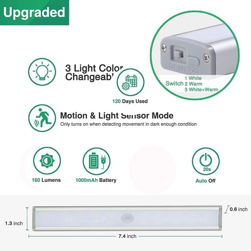 LUZ LED RECARGABLE CON SENSOR DE MOVIMIENTO ILUMINACION INTELIGENTE - 3