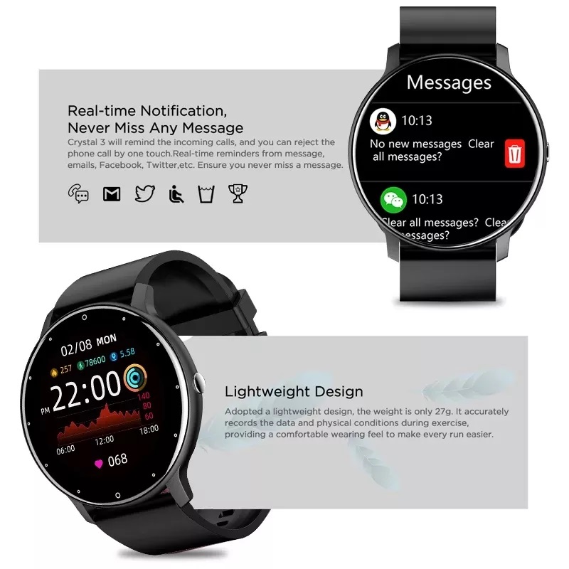 SMARTWATCH ZL02 AZUL BLUETOOTH SPORTS FITNESS - 3