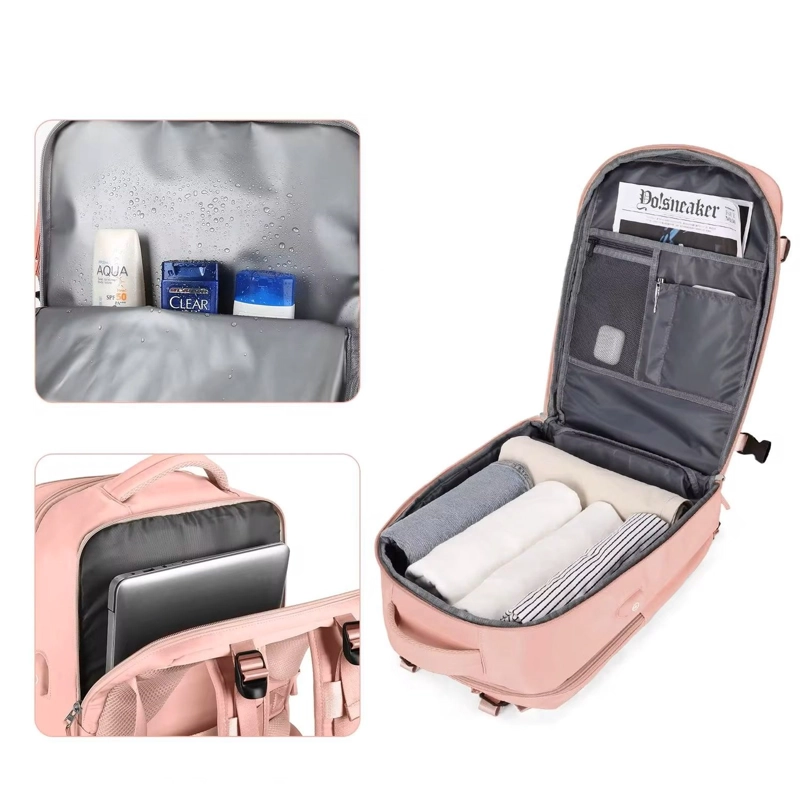 MOCHILA FEMENINA IMPERMEABLE DE GRAN CAPACIDAD 39L CON PUERTO USB RESISTENTE AL AGUA POLIESTER - 3