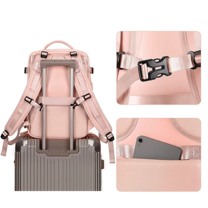 MOCHILA FEMENINA IMPERMEABLE DE GRAN CAPACIDAD 39L CON PUERTO USB RESISTENTE AL AGUA POLIESTER - 4