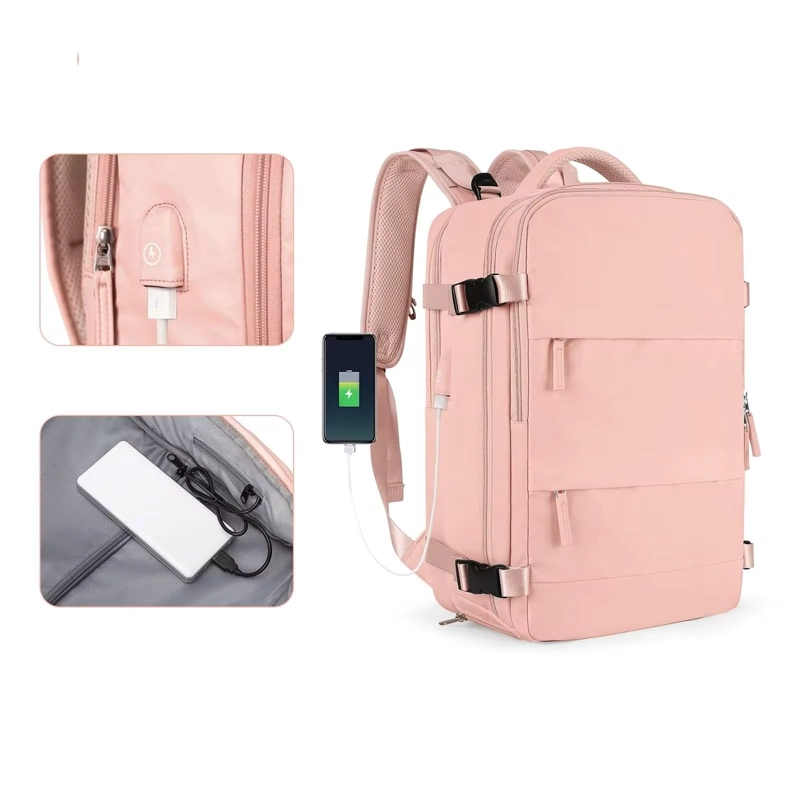MOCHILA FEMENINA IMPERMEABLE DE GRAN CAPACIDAD 39L CON PUERTO USB RESISTENTE AL AGUA POLIESTER - 6