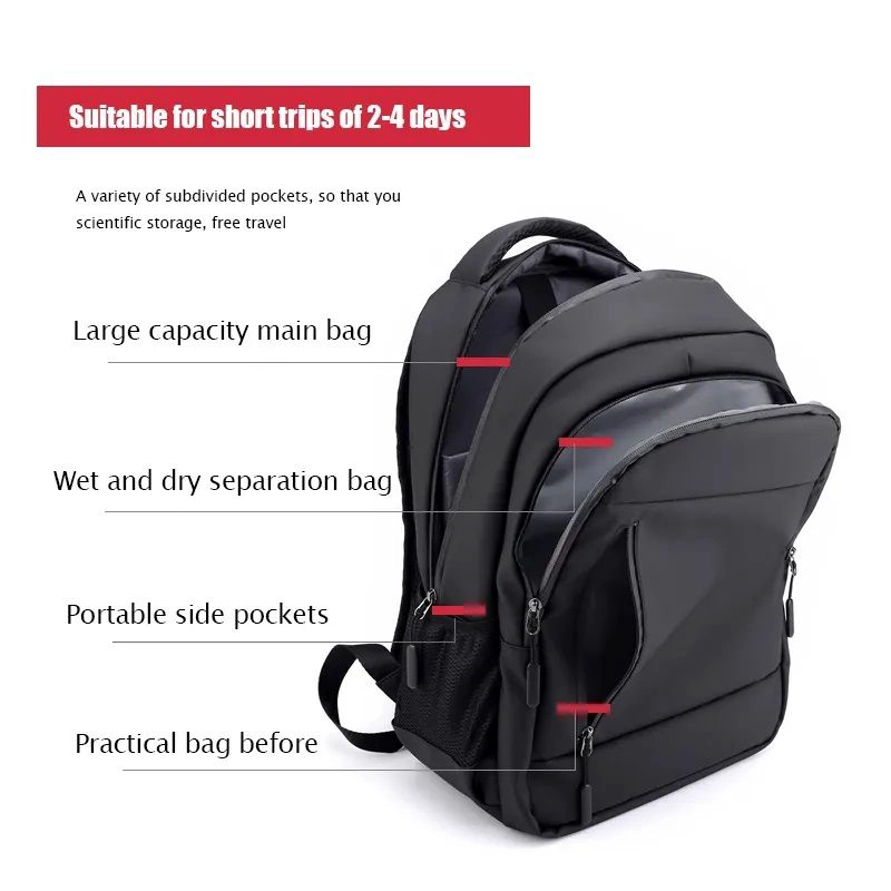 MOCHILA PARA LAPTOP IMPERMEABLE CON PUERTO USB 39 LITROS IDEAL VIAJES - 2