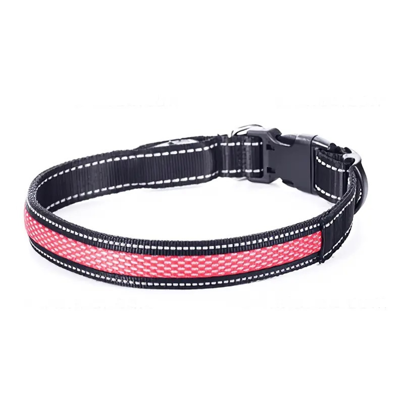 COLLAR PERROS GATOS LUZ LED ROJA 3 MODOS CARGA USB TALLA S - 5