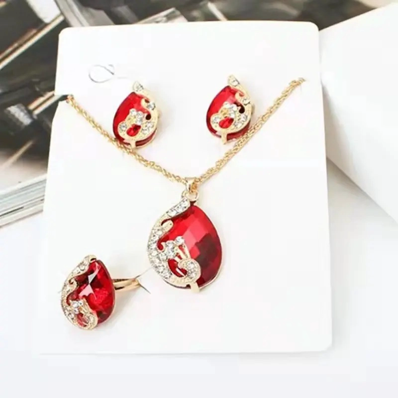 RELOJ MUJER CUARZO SET LUJO ES CON COLGANTE AROS ANILLO Y PULSERA - 6