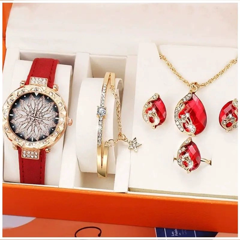 RELOJ MUJER CUARZO SET LUJO EXCLUSIVO ES CON COLGANTE AROS Y PULSERA - 1