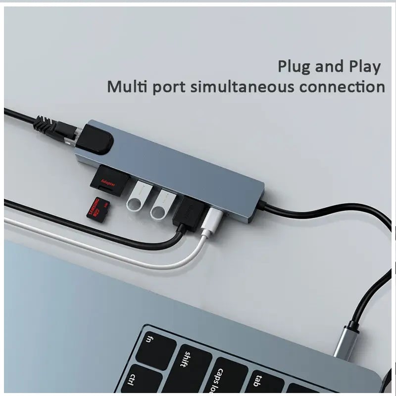 HUB ADAPTADOR USB TIPO C 7 EN 1 PARA MACBOOK Y WINDOWS - 6