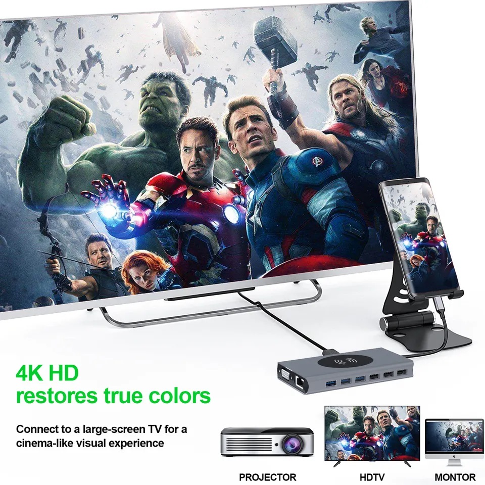 HUB ADAPTADOR USB TIPOC 15 EN 1 PARA MACBOOK Y WINDOWS CARGADOR - 4