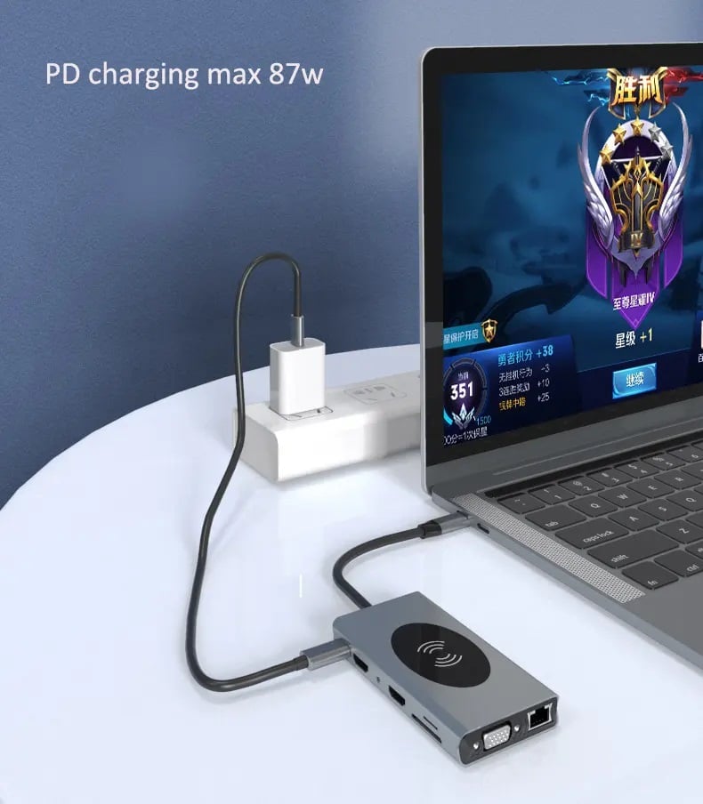 HUB ADAPTADOR USB TIPOC 15 EN 1 PARA MACBOOK Y WINDOWS CARGADOR - 5