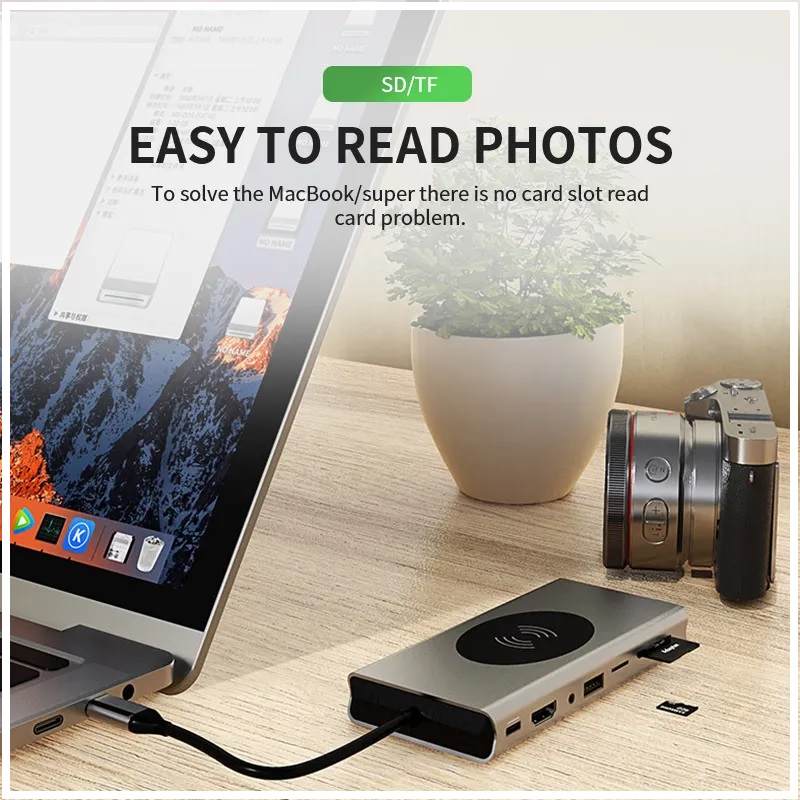HUB ADAPTADOR USB TIPOC 15 EN 1 PARA MACBOOK Y WINDOWS CARGADOR - 9