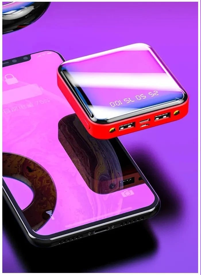 CARGADOR PORTÁTIL POWER BANK 10000 MAH 2USB MICRO USB LINTERNA ROJO - 6