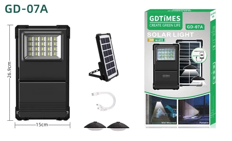 KIT SOLAR PORTATIL PANEL SOLAR ILUMINACION LED Y CARGADOR USB 30W IP65 EXTERIORES Y EMERGENCIAS - 1