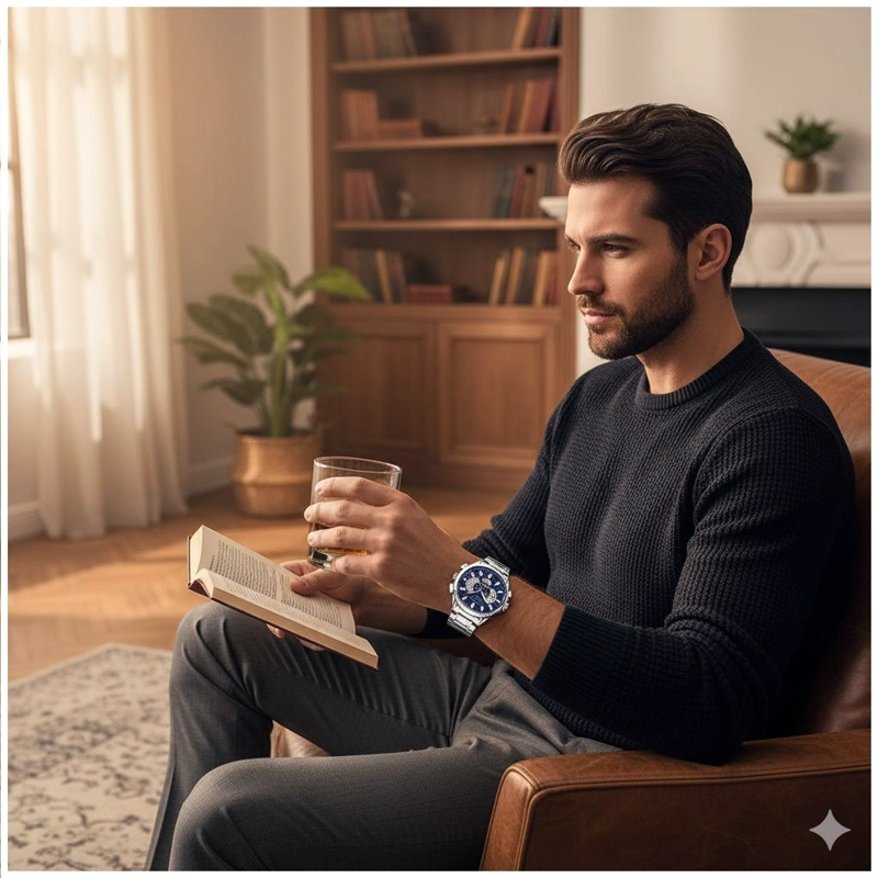 RELOJ HOMBRE CURREN ACERO INOXIDABLE CUARZO CRONOGRAFO DISEÑO ELEGANTE RESISTENCIA AL AGUA - 2