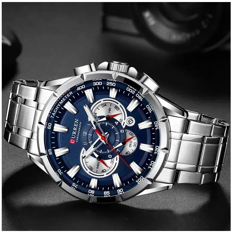 RELOJ HOMBRE CURREN ACERO INOXIDABLE CUARZO CRONOGRAFO DISEÑO ELEGANTE RESISTENCIA AL AGUA - 5