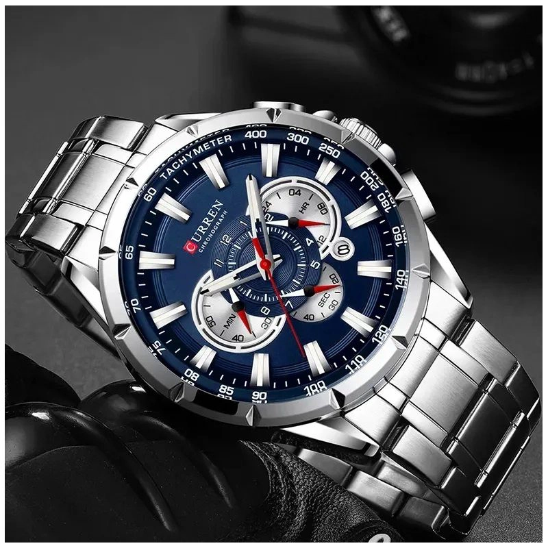 RELOJ HOMBRE CURREN ACERO INOXIDABLE CUARZO CRONOGRAFO DISEÑO ELEGANTE RESISTENCIA AL AGUA - 7