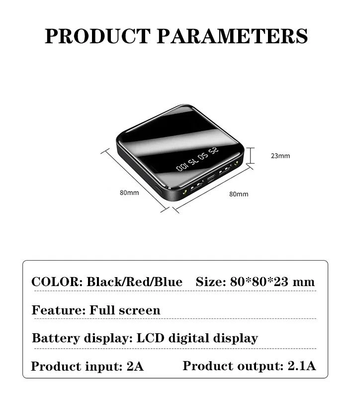 CARGADOR PORTATIL POWER BANK 10000 MAH 2USB MICRO USB LINTERNA - 6