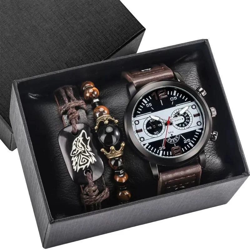 RELOJ DE LUJO PERSONALIZADO PARA HOMBRES CON PULSERAS DE CUARZO CUERO - 1