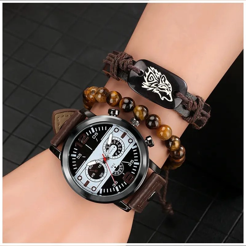 RELOJ DE LUJO PERSONALIZADO PARA HOMBRES CON PULSERAS DE CUARZO CUERO - 2
