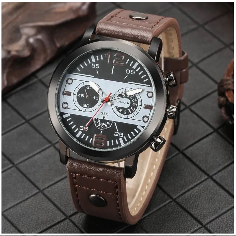 RELOJ DE LUJO PERSONALIZADO PARA HOMBRES CON PULSERAS DE CUARZO CUERO - 3