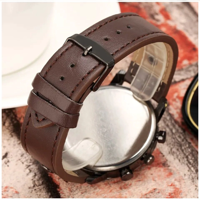 RELOJ DE LUJO PERSONALIZADO PARA HOMBRES CON PULSERAS DE CUARZO CUERO - 4