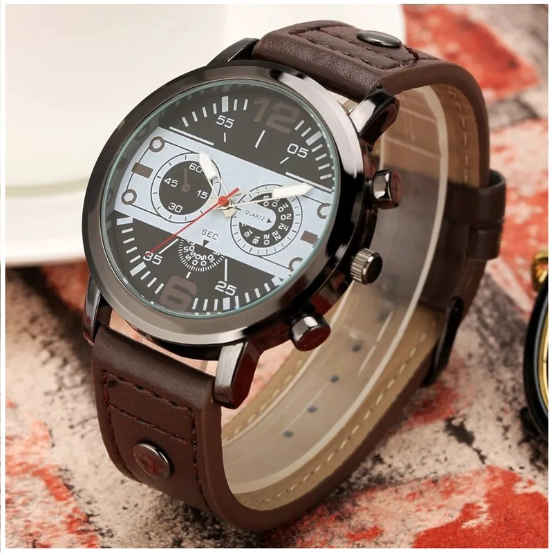 RELOJ DE LUJO PERSONALIZADO PARA HOMBRES CON PULSERAS DE CUARZO CUERO - 6