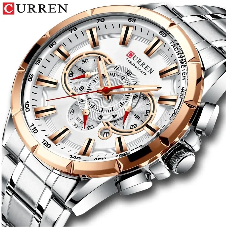 RELOJ HOMBRE ELEGANTE CURREN ACERO INOXIDABLE CUARZO CRONOGRAFO RESISTENCIA AL AGUA 3ATM HARDLEX - 3
