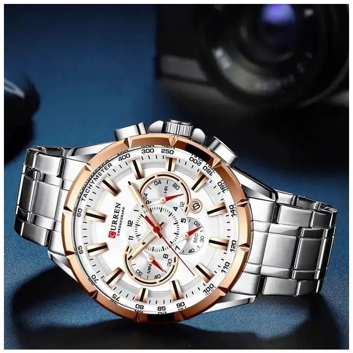 RELOJ HOMBRE ELEGANTE CURREN ACERO INOXIDABLE CUARZO CRONOGRAFO RESISTENCIA AL AGUA 3ATM HARDLEX - 5