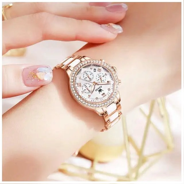 RELOJ DE MUJER MULTIFUNCIONAL CORREA DE ACERO INOXIDABLE CON CERAMICA - 3