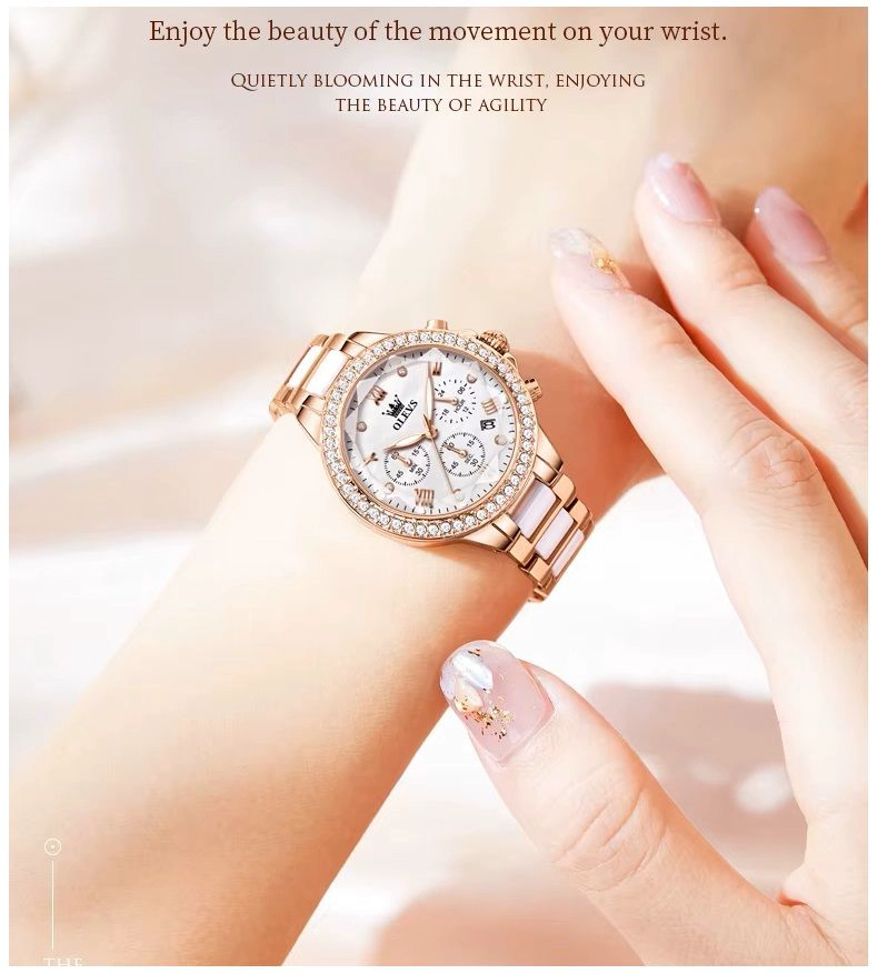 RELOJ DE MUJER MULTIFUNCIONAL CORREA DE ACERO INOXIDABLE CON CERAMICA - 4